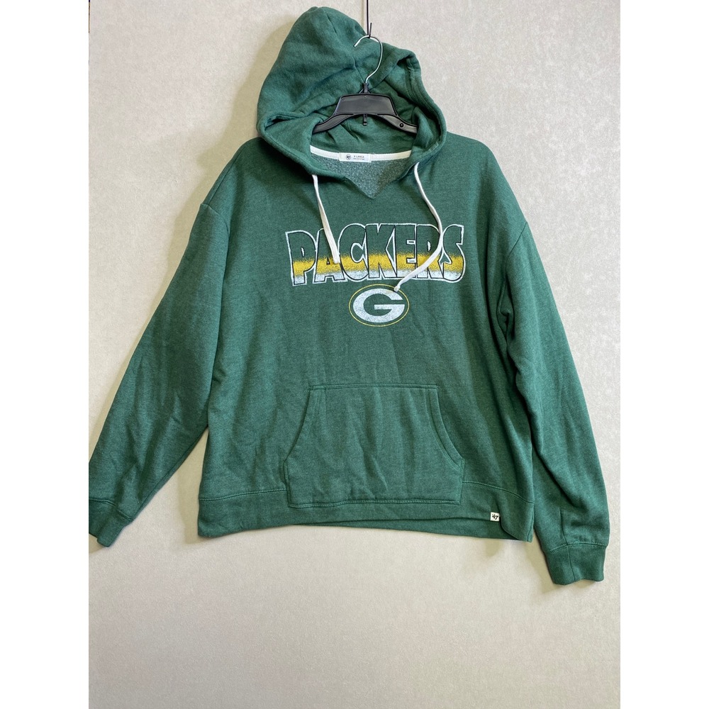 47 Brand Green Bay Packers Hoodie Womens XL Green Heathered Pullover Sweatshirt